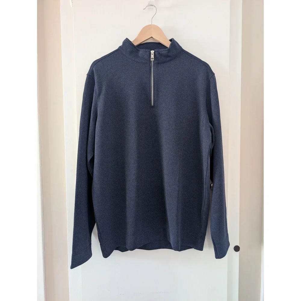 Peter Millar Navy Blue Heather Quarter Zip Pullover Sweater Men's L Gorpcore